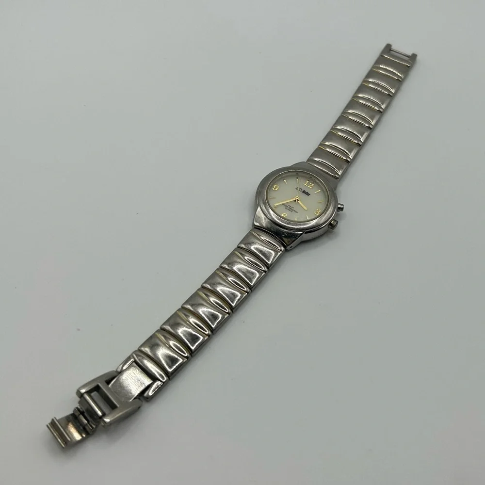 VTG GoBlu Illuminating Wristwatch Round White Face Silver & Gold Tone Band